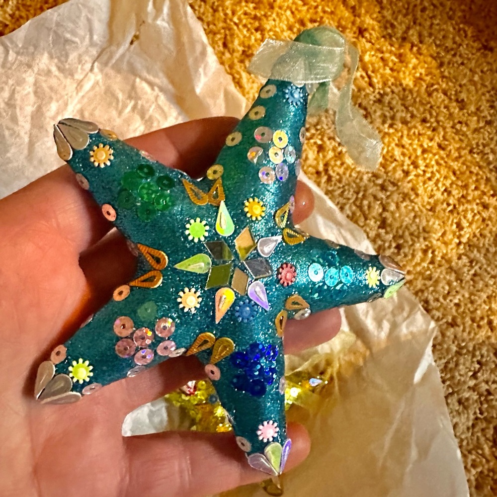 BUNDLE OF 3 Colorful Star Ornaments with Sequins - Picture 4 of 4